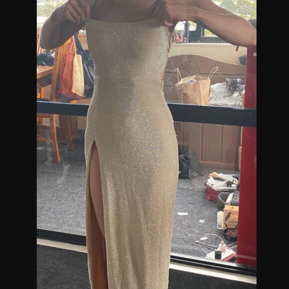 NWT Baby Boo Gold Sparkle Maxi Dress Miley XS - Picture 9 of 9